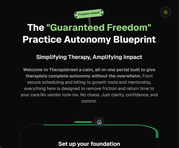 Therapistreet home page preview